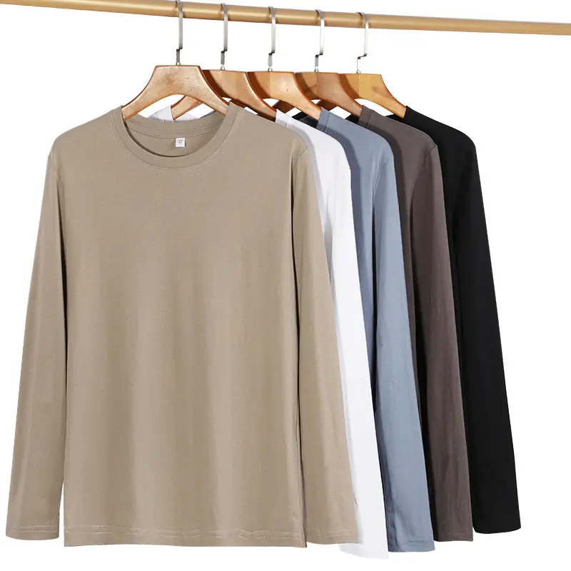 2022 Cotton Long Sleeve T-Shirt Plus Size Beige - Image 5