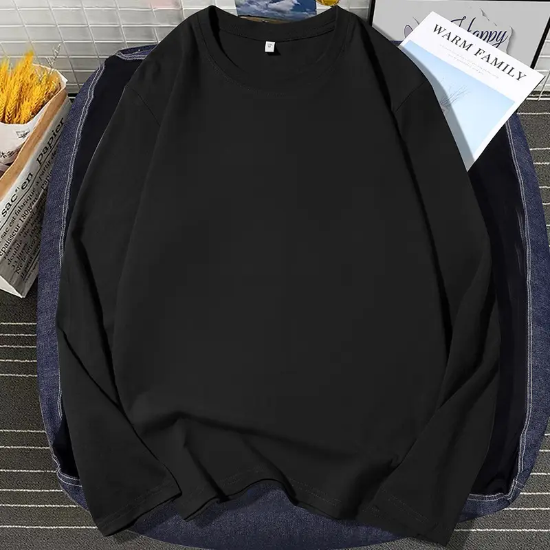 2022 Cotton Long Sleeve T-Shirt Plus Size Beige - Image 2