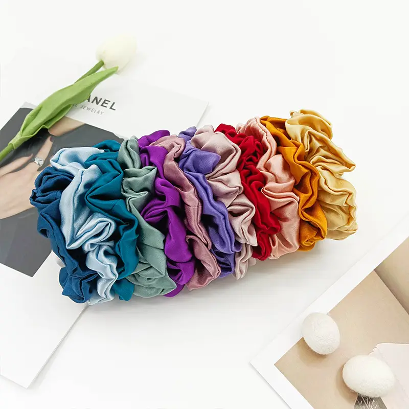 Black Silk Hair Scrunchie Medium Size 3.5cm - Image 35
