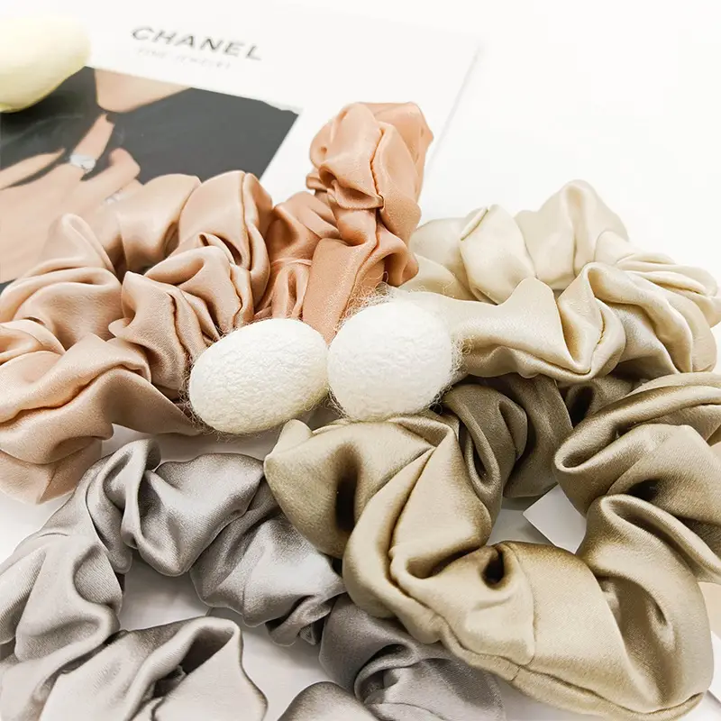 Black Silk Hair Scrunchie Medium Size 3.5cm - Image 36