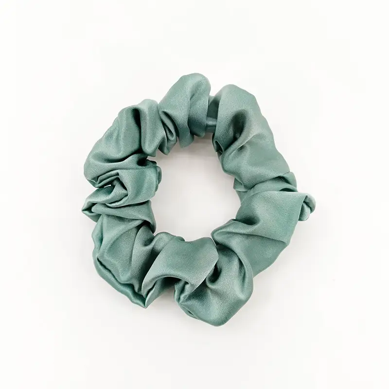Black Silk Hair Scrunchie Medium Size 3.5cm - Image 2