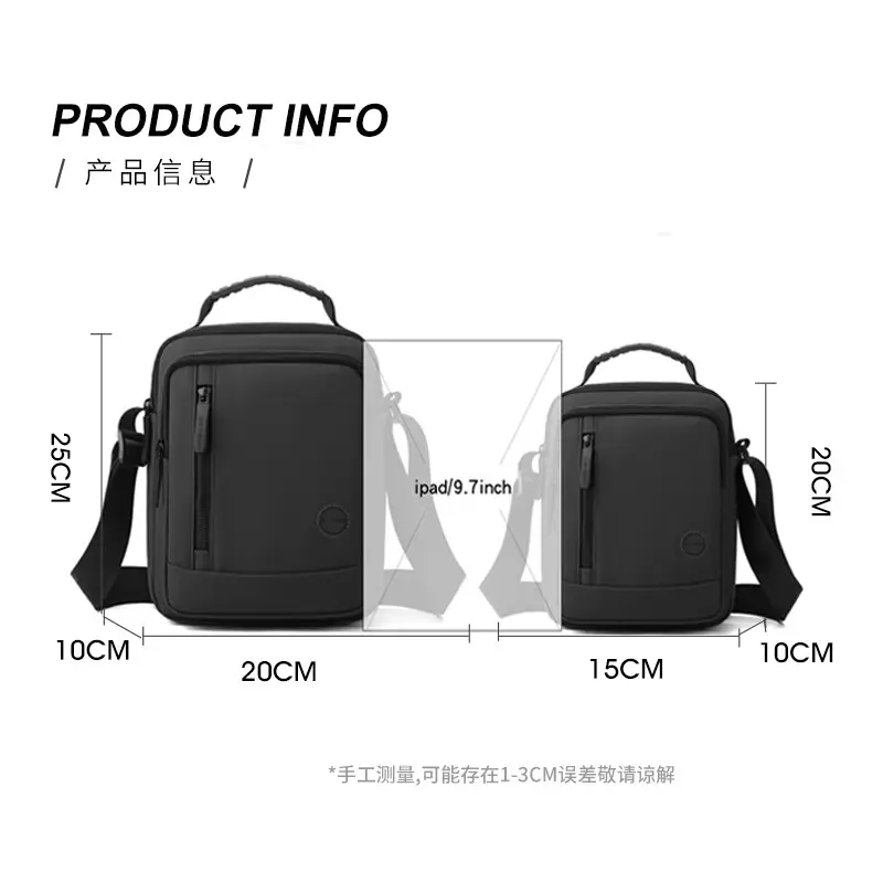 New Men's Black Shoulder Bag Large Capacity Casual Portable - Image 10