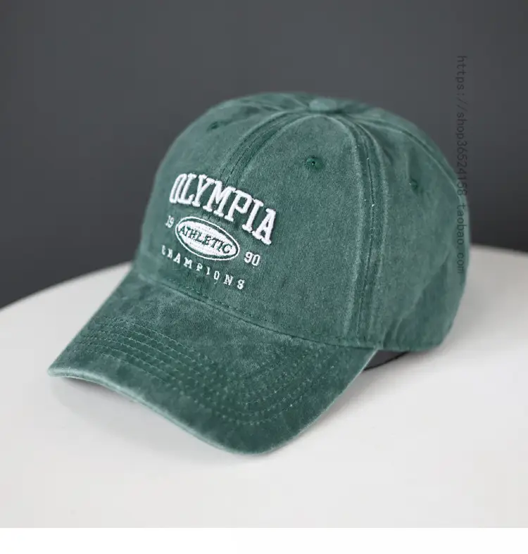 Washed Denim Athlete Champion Cap Green — feature 10