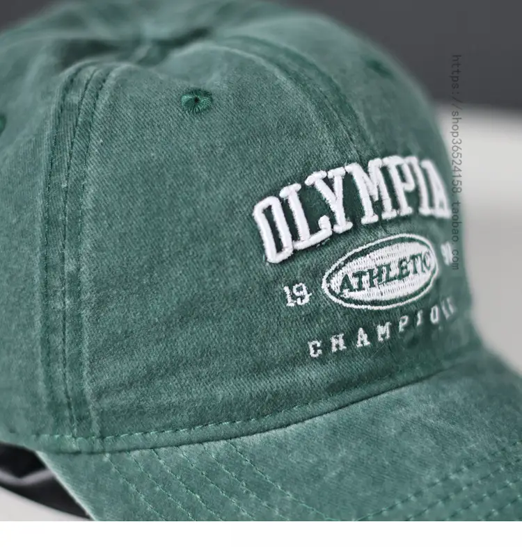 Washed Denim Athlete Champion Cap Green — feature 12