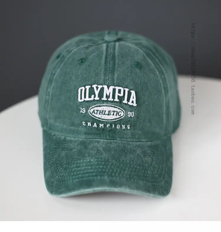Washed Denim Athlete Champion Cap Green — feature 9