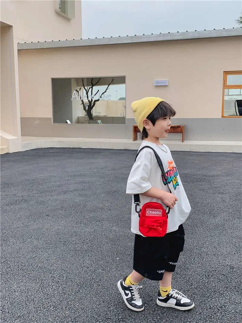 2025 Summer Boys White Graphic T-Shirt Black Shorts Set — feature 11