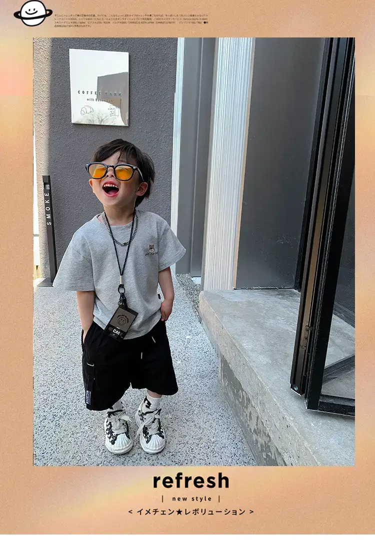 2025 Summer New Boys T-shirt Gray Kids Casual Top — feature 1