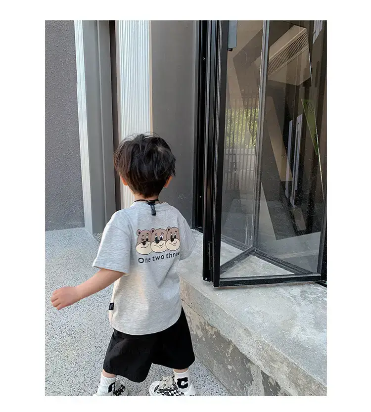 2025 Summer New Boys T-shirt Gray Kids Casual Top — feature 10
