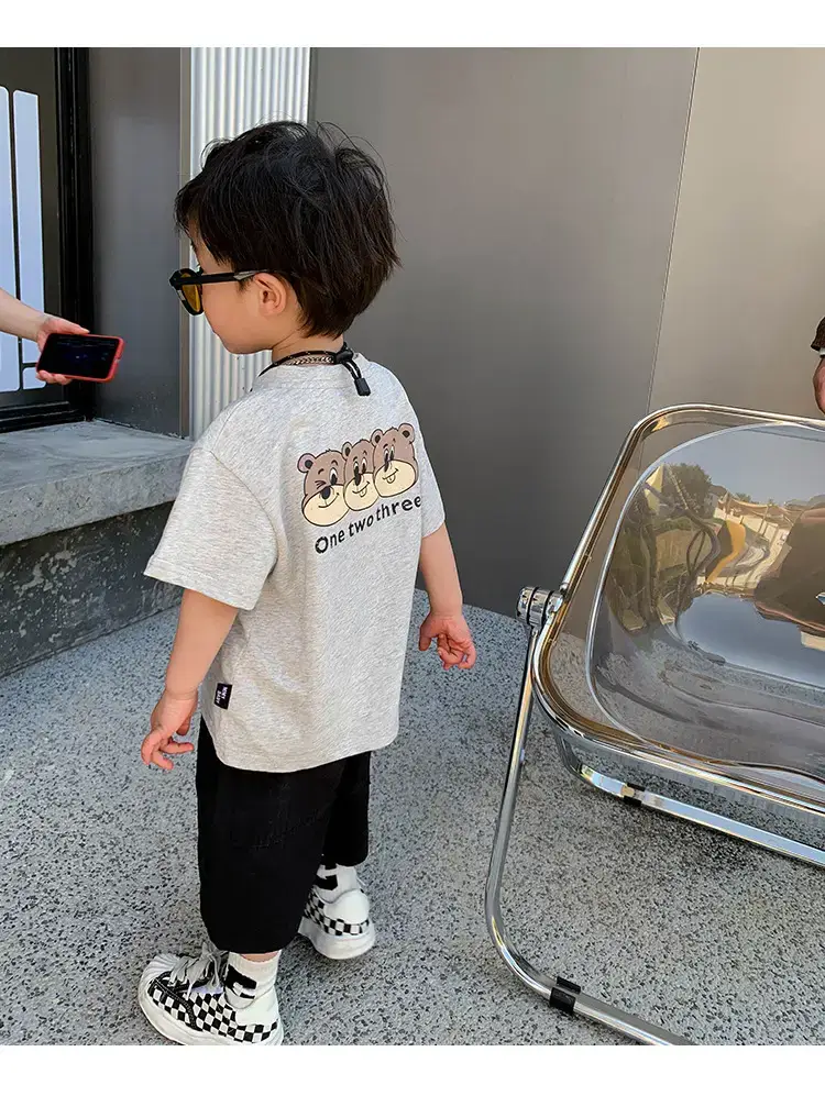2025 Summer New Boys T-shirt Gray Kids Casual Top — feature 11
