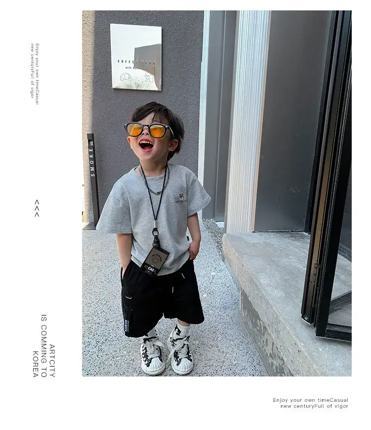 2025 Summer New Boys T-shirt Gray Kids Casual Top — feature 12