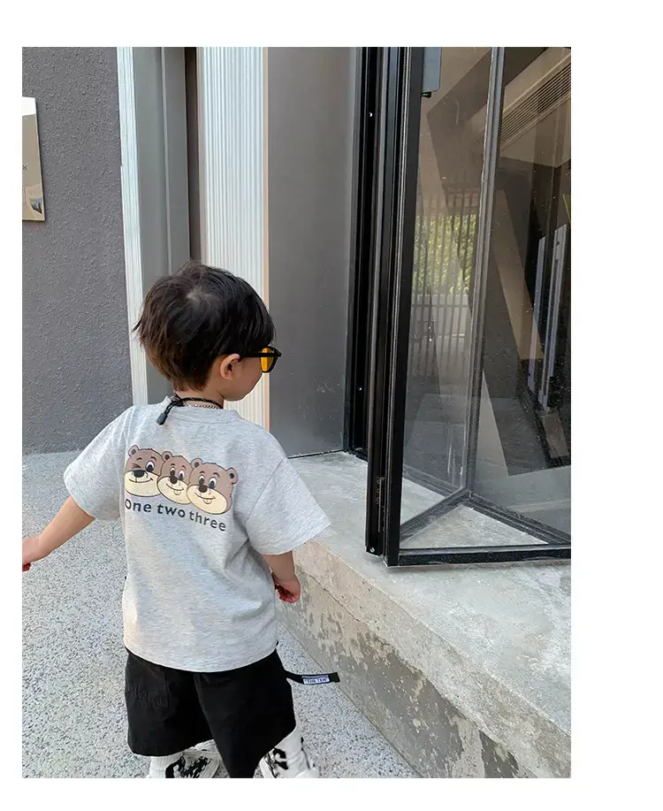 2025 Summer New Boys T-shirt Gray Kids Casual Top — feature 14