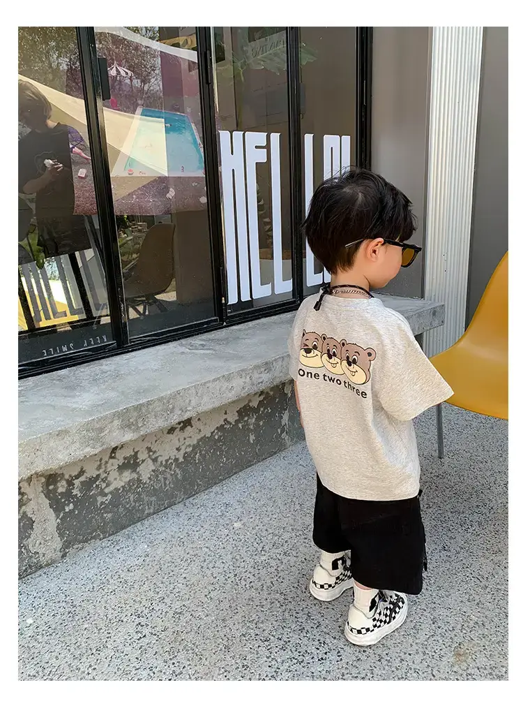 2025 Summer New Boys T-shirt Gray Kids Casual Top — feature 16