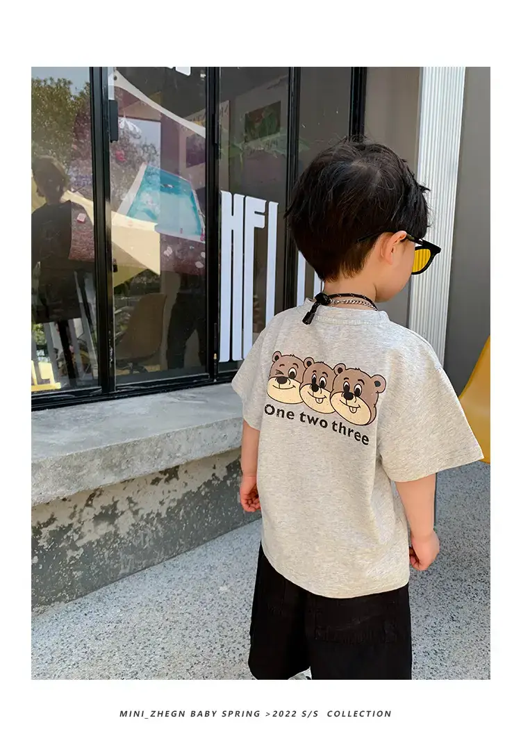 2025 Summer New Boys T-shirt Gray Kids Casual Top — feature 17