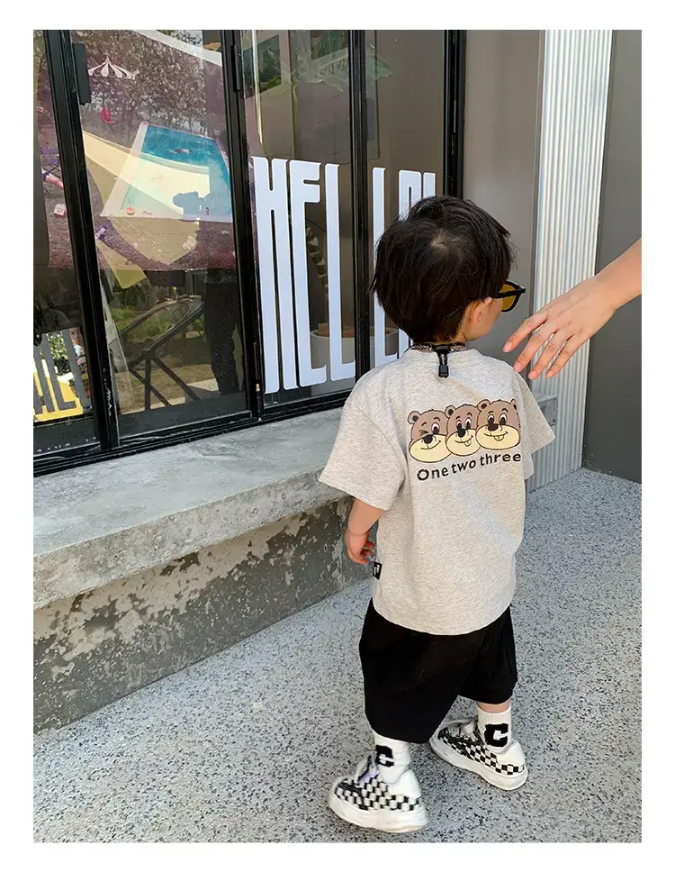 2025 Summer New Boys T-shirt Gray Kids Casual Top — feature 19