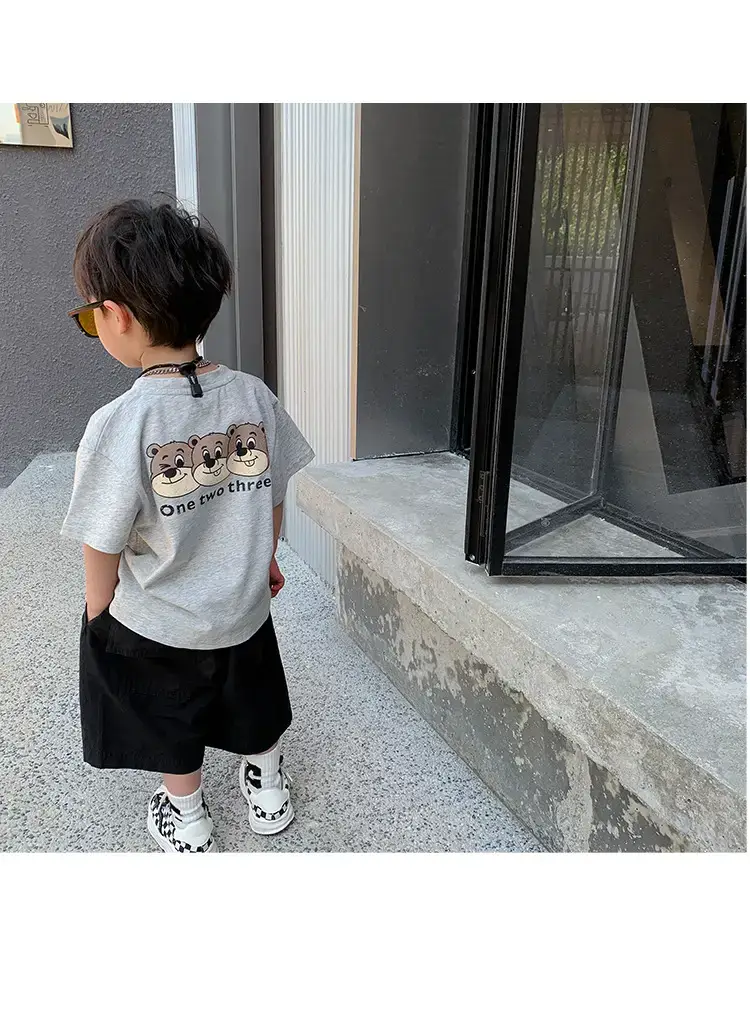 2025 Summer New Boys T-shirt Gray Kids Casual Top — feature 20