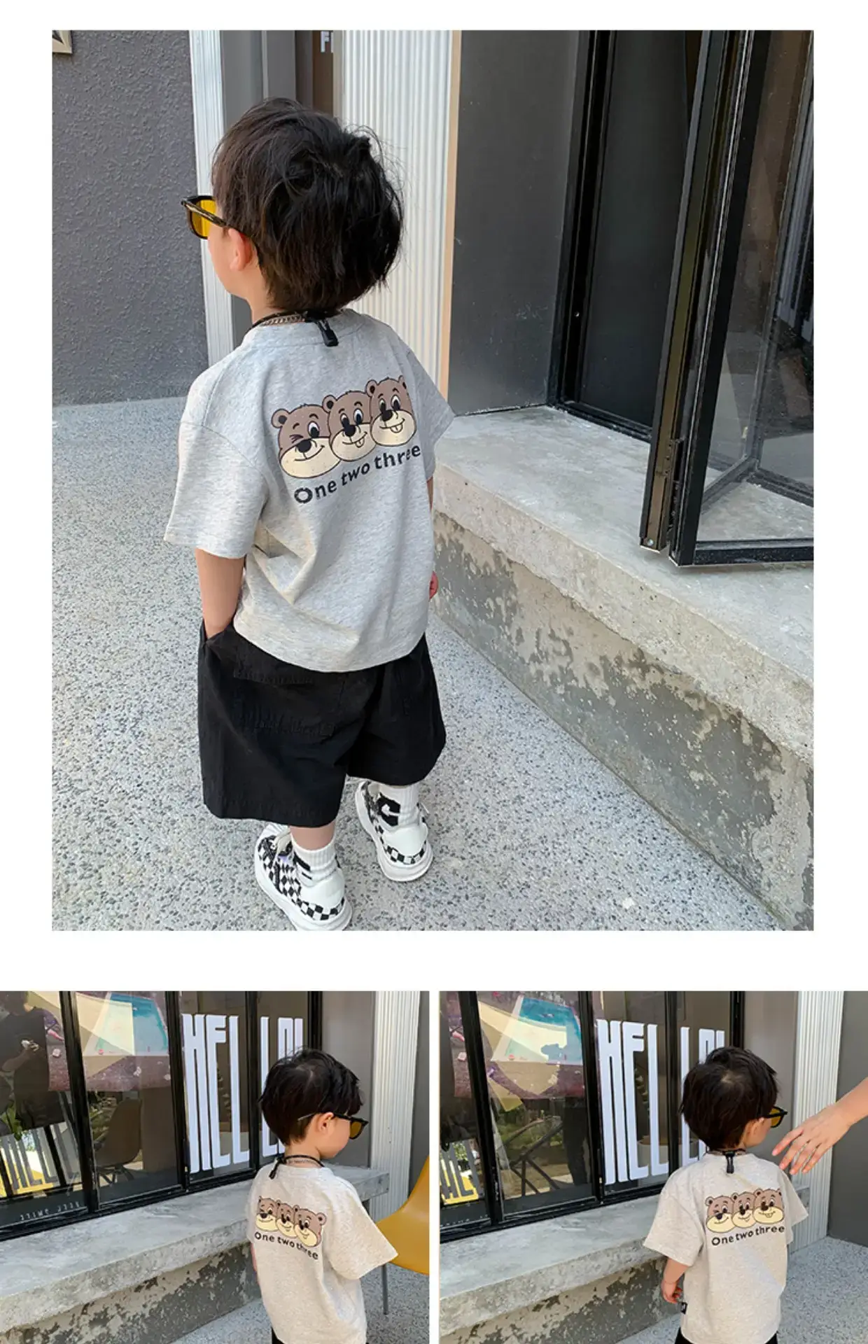 2025 Summer New Boys T-shirt Gray Kids Casual Top — feature 7