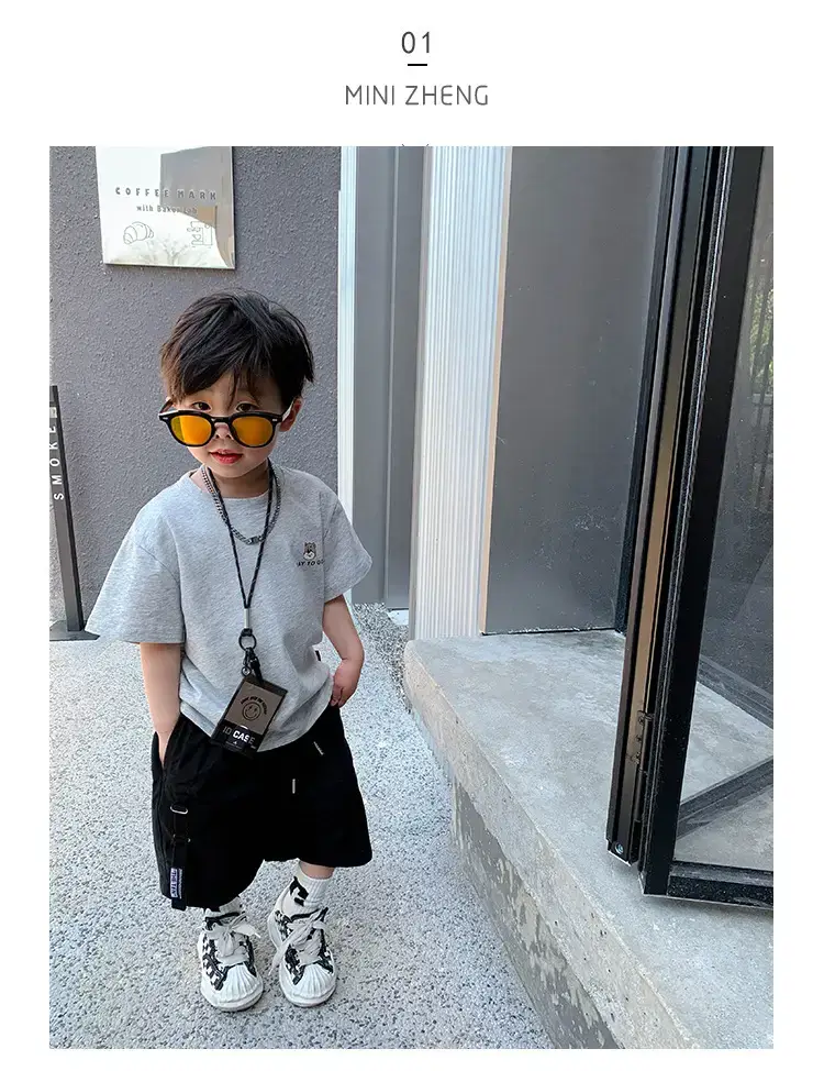 2025 Summer New Boys T-shirt Gray Kids Casual Top — feature 9