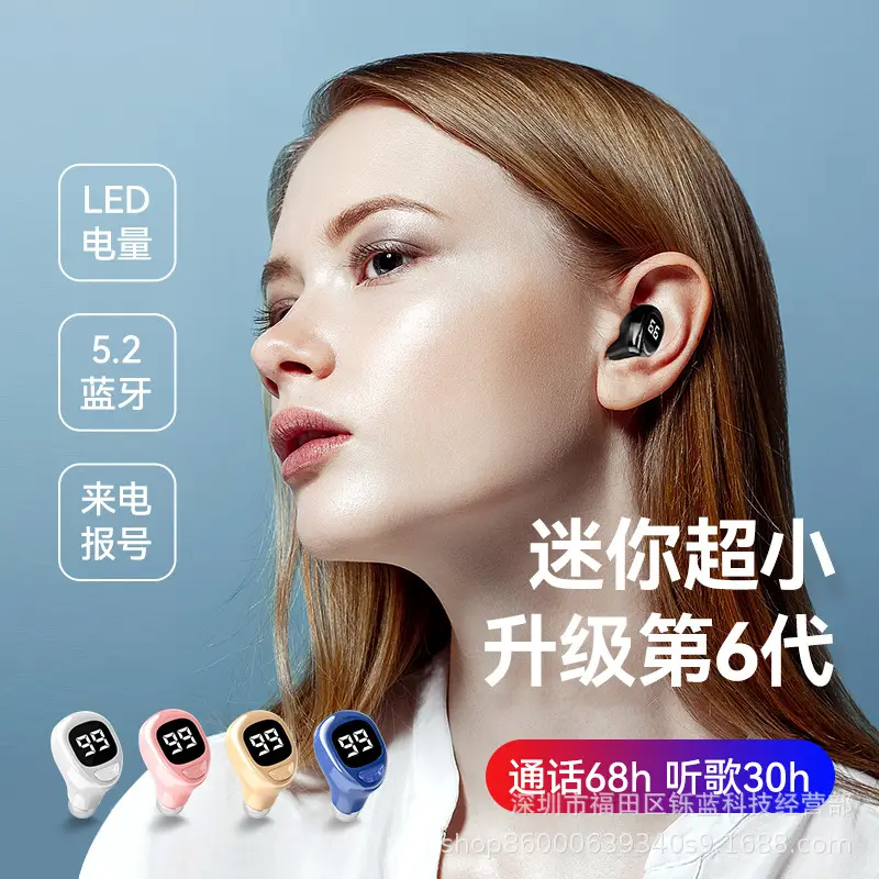 F6 Wireless Bluetooth Headset Ultra Mini Black