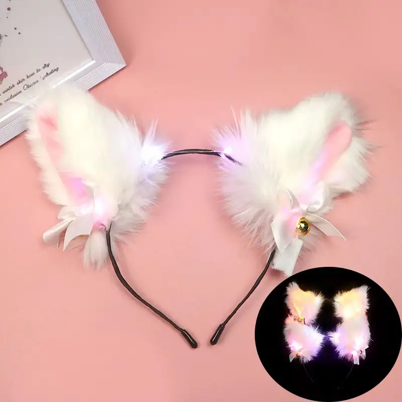 Korean Style Fox Cat Ear Headband with LED Light - Image 37