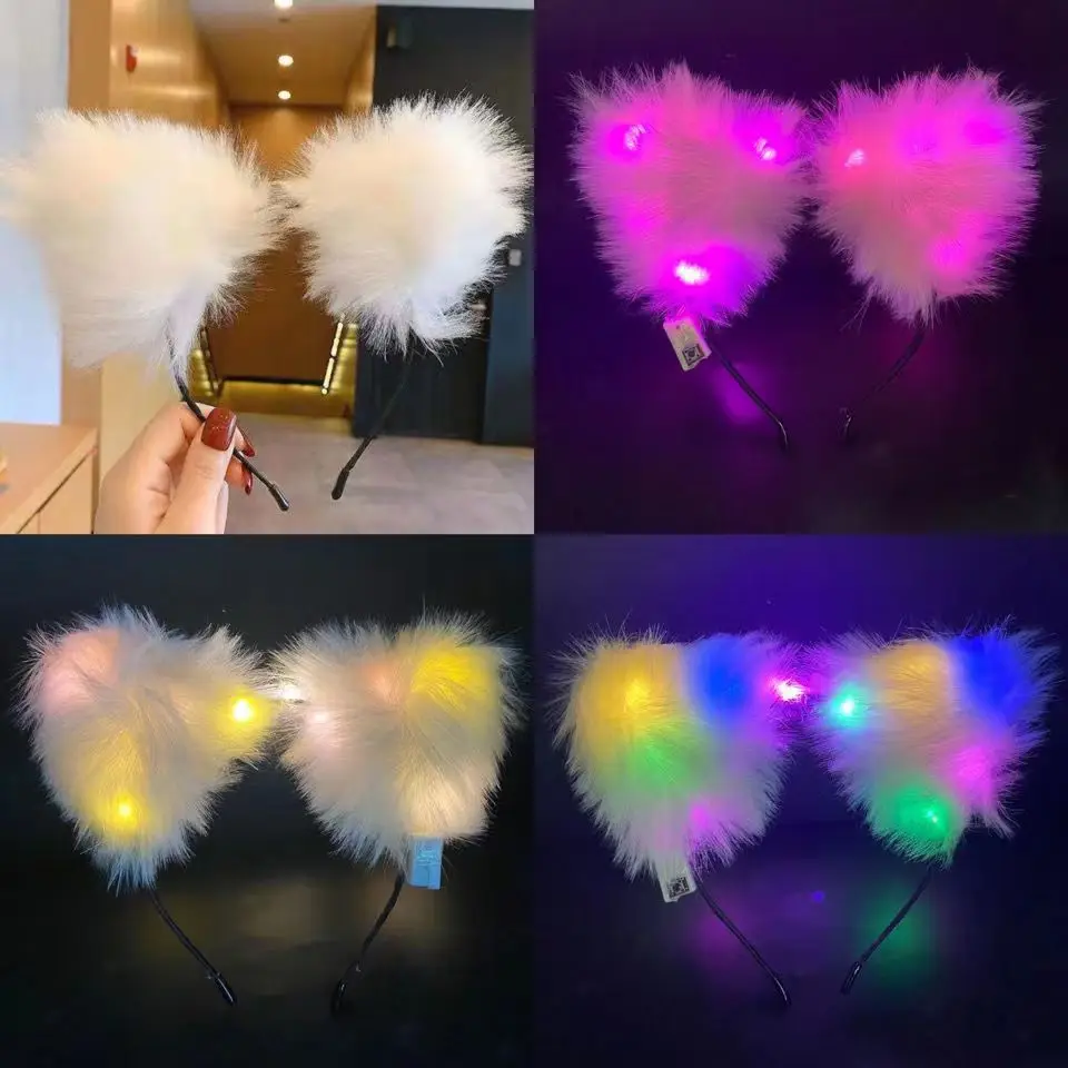 Korean Style Fox Cat Ear Headband with LED Light - Image 38