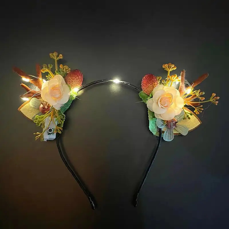 Korean Style Fox Cat Ear Headband with LED Light - Image 29