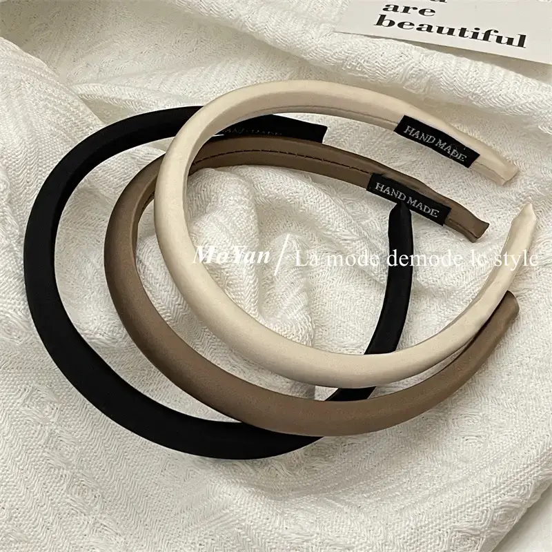 Narrow Hair Band Satin Silk Black White Female Headband