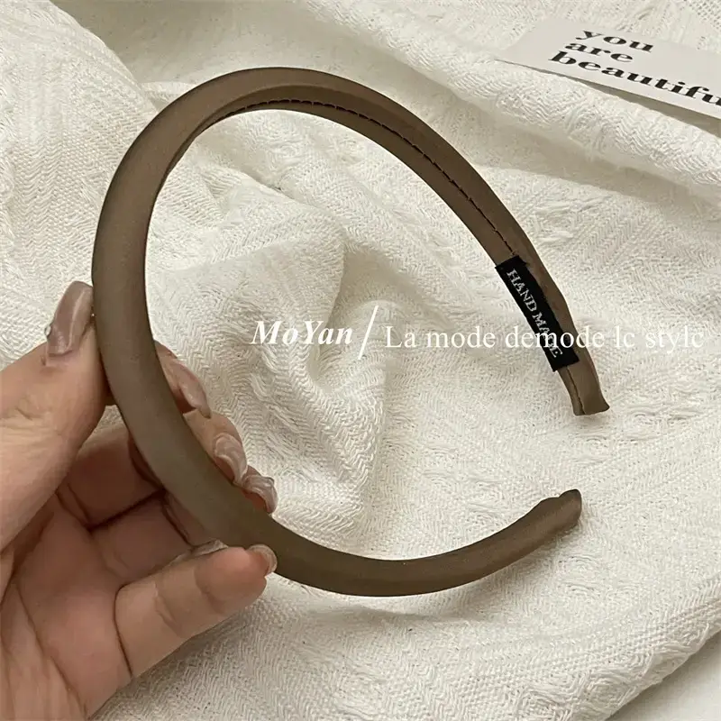Narrow Hair Band Satin Silk Black White Female Headband — feature 11