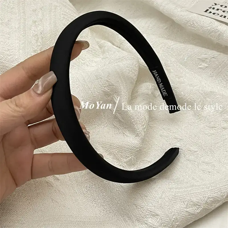 Narrow Hair Band Satin Silk Black White Female Headband — feature 13