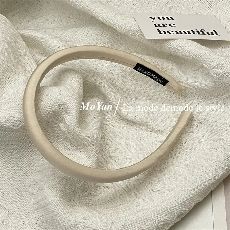 Narrow Hair Band Satin Silk Black White Female Headband — feature 4