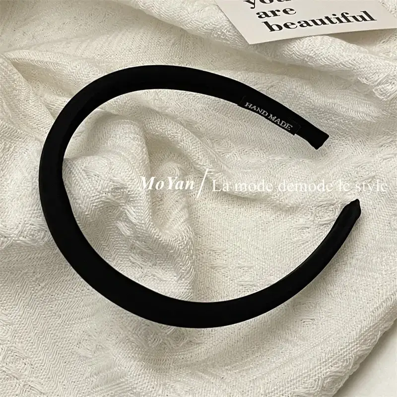 Narrow Hair Band Satin Silk Black White Female Headband — feature 6
