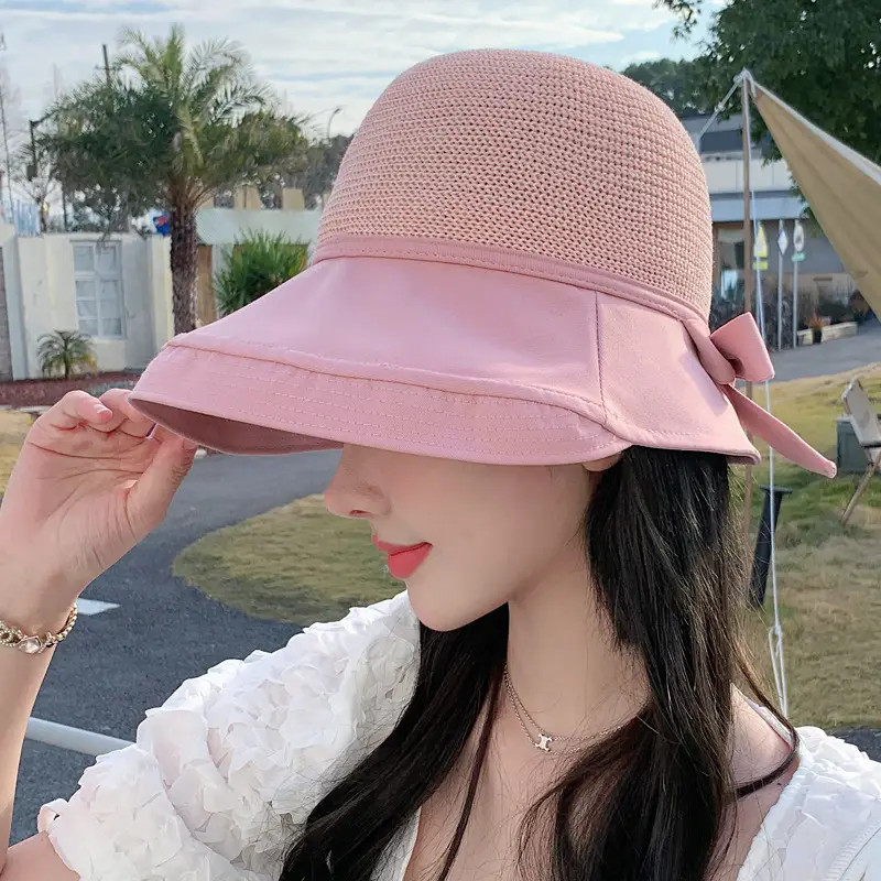 Pink Mesh Sun Hat for Women Beach Travel