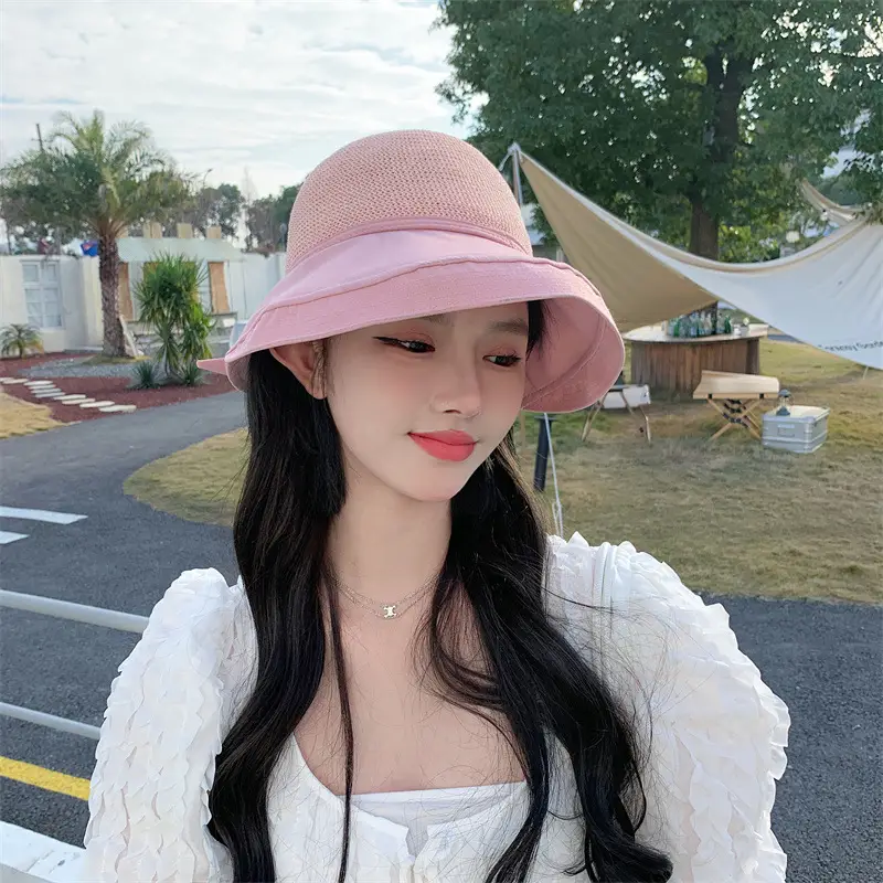 Pink Mesh Sun Hat for Women Beach Travel — feature 17