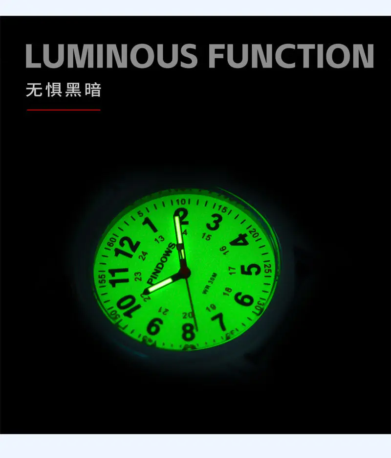 Pinegros Quartz Watch 38MM Black Strap 50mm Display — feature 10