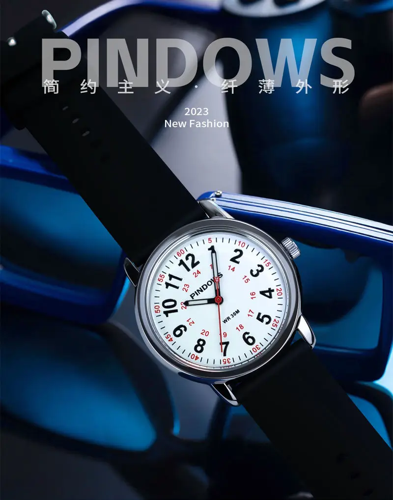 Pinegros Quartz Watch 38MM Black Strap 50mm Display — feature 4