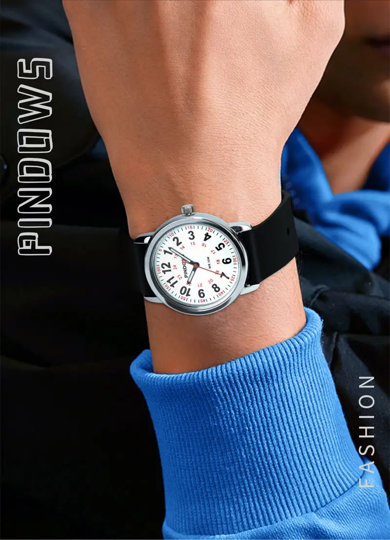 Pinegros Quartz Watch 38MM Black Strap 50mm Display — feature 5