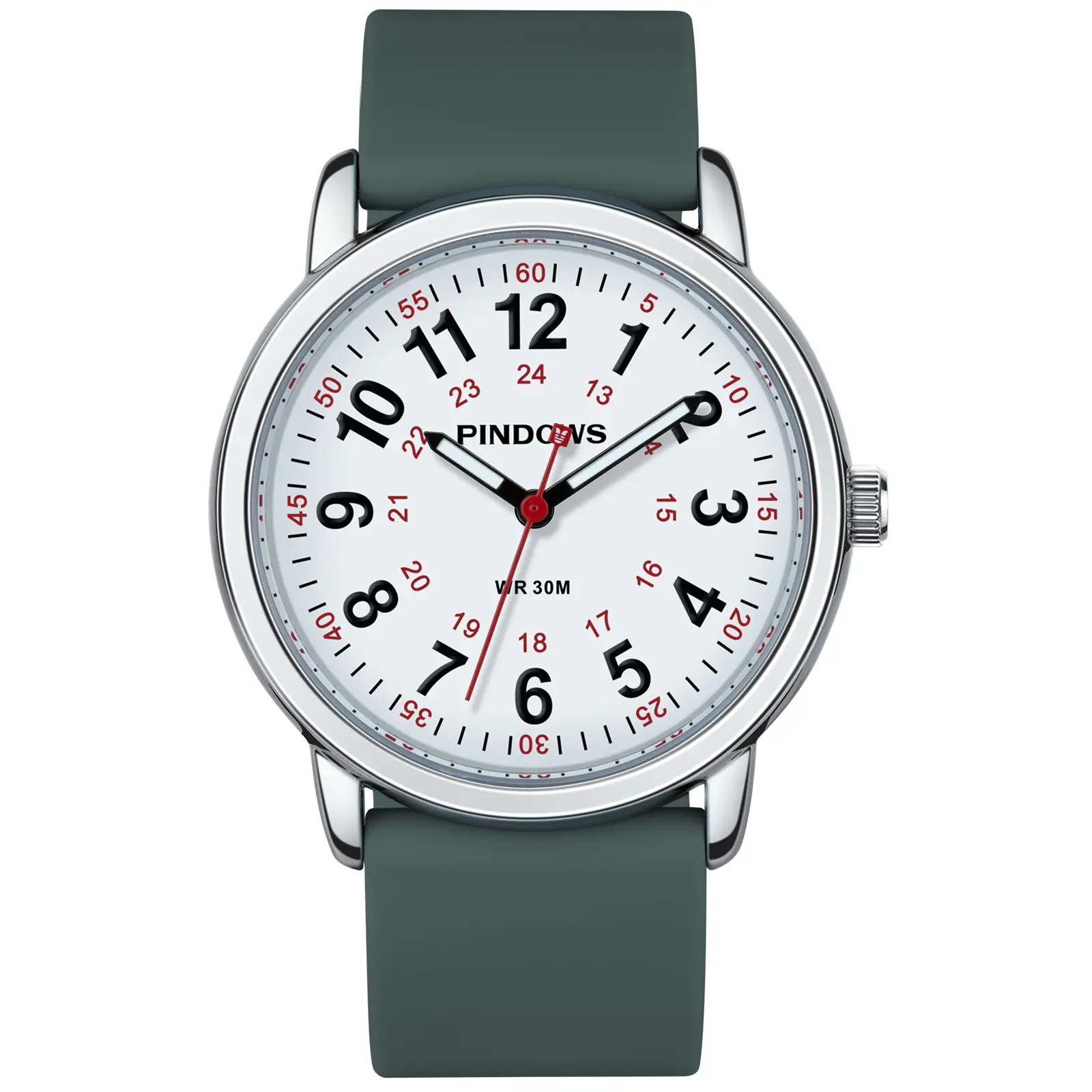Pinegros Quartz Watch 38MM Black Strap 50mm Display