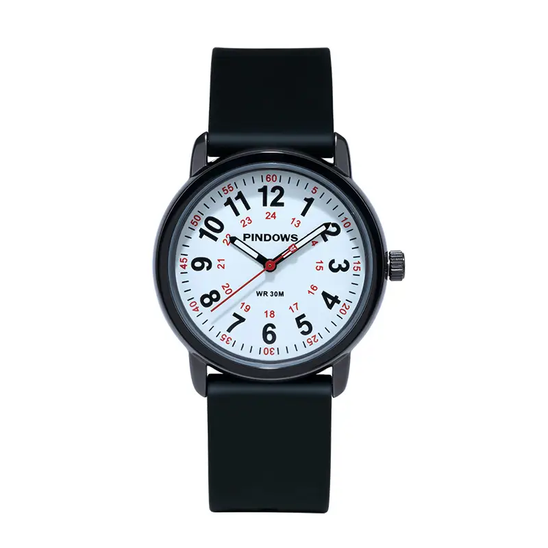 Pinegros Quartz Watch 38MM Black Strap 50mm Display