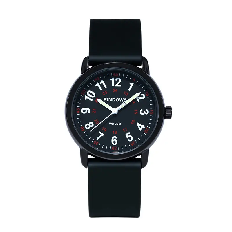 Pinegros Quartz Watch 38MM Black Strap 50mm Display