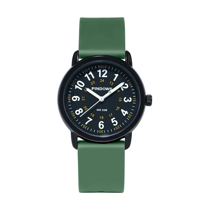 Pinegros Quartz Watch 38MM Black Strap 50mm Display