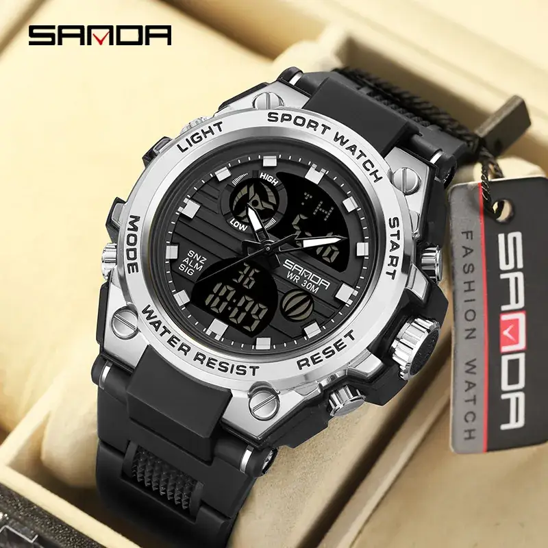 Sanda Men's Multifunctional Sport Watch Green Silicone - Image 54