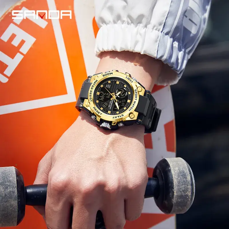 Sanda Men's Multifunctional Sport Watch Green Silicone - Image 55