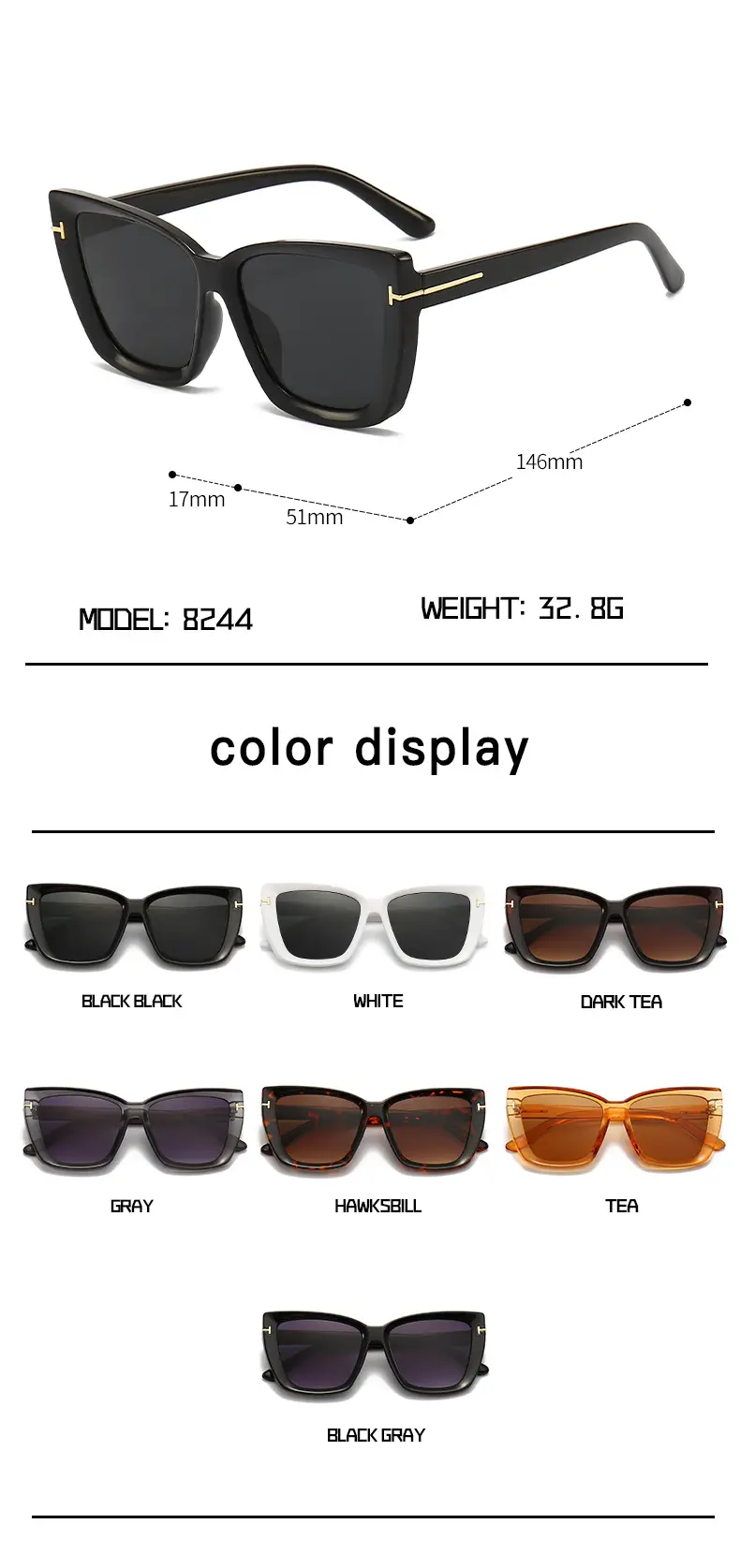 Women's Butterfly Driving Sunglasses Black 8244T β feature 4