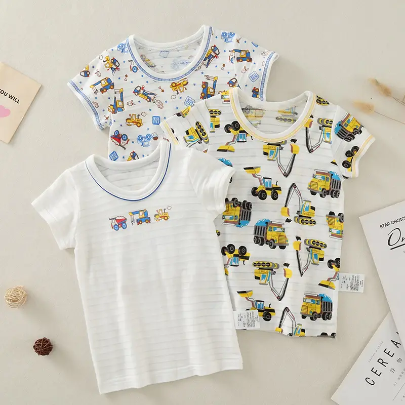2023 Kids Cotton Baby T-Shirt Set White Japanese Style - Image 2