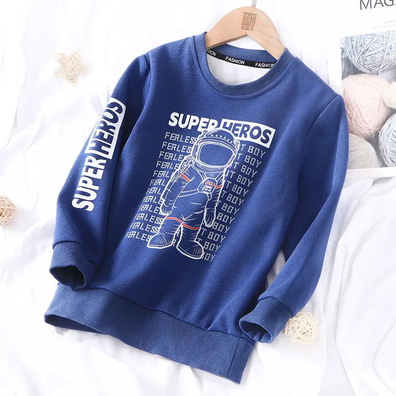 Kids Super Boy Sweatshirt Blue Long Sleeve Summer Wear - Image 9