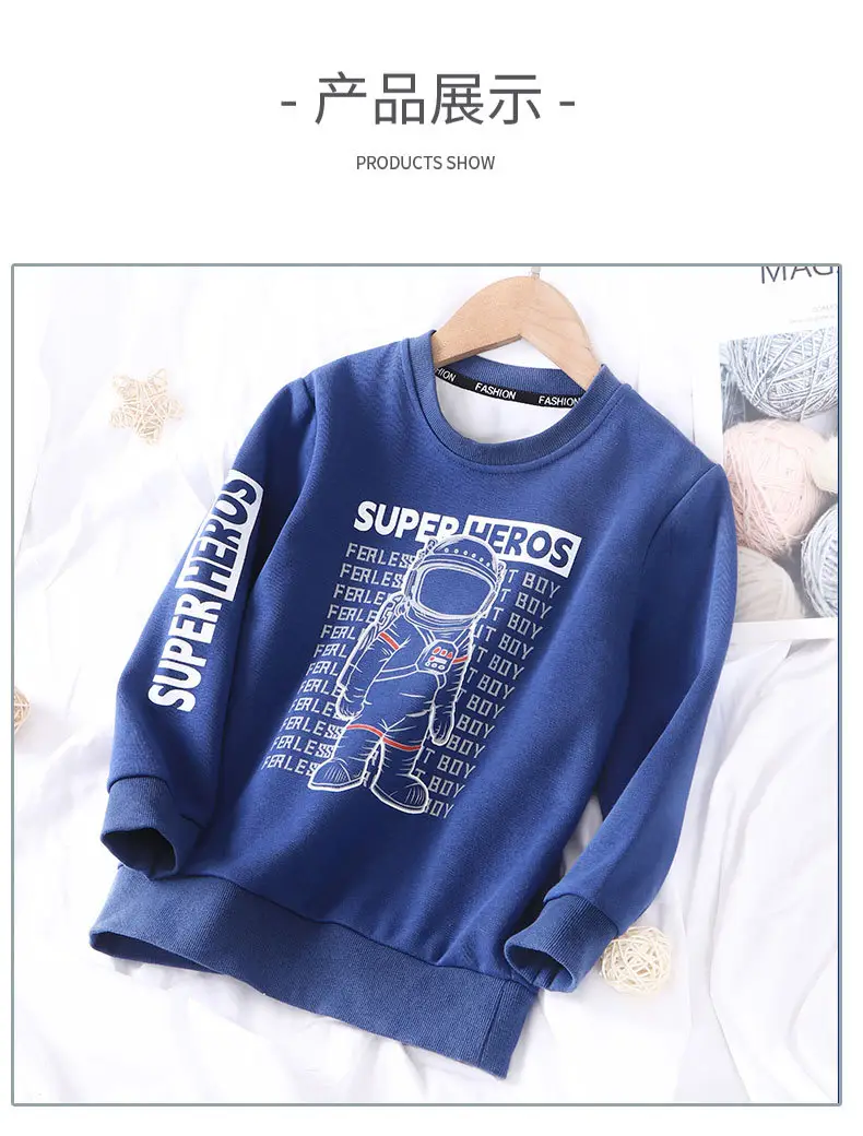 Kids Super Boy Sweatshirt Blue Long Sleeve Summer Wear — feature 16