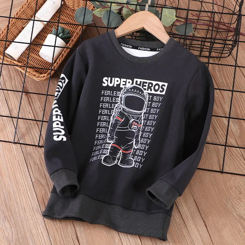 Kids Super Boy Sweatshirt Blue Long Sleeve Summer Wear - Image 2