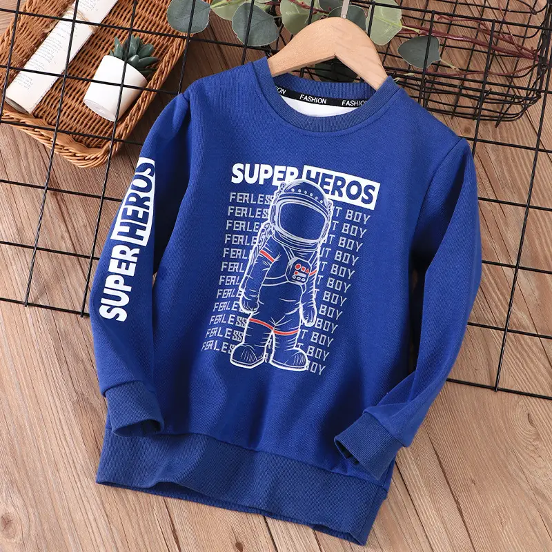Kids Super Boy Sweatshirt Blue Long Sleeve Summer Wear - Image 3