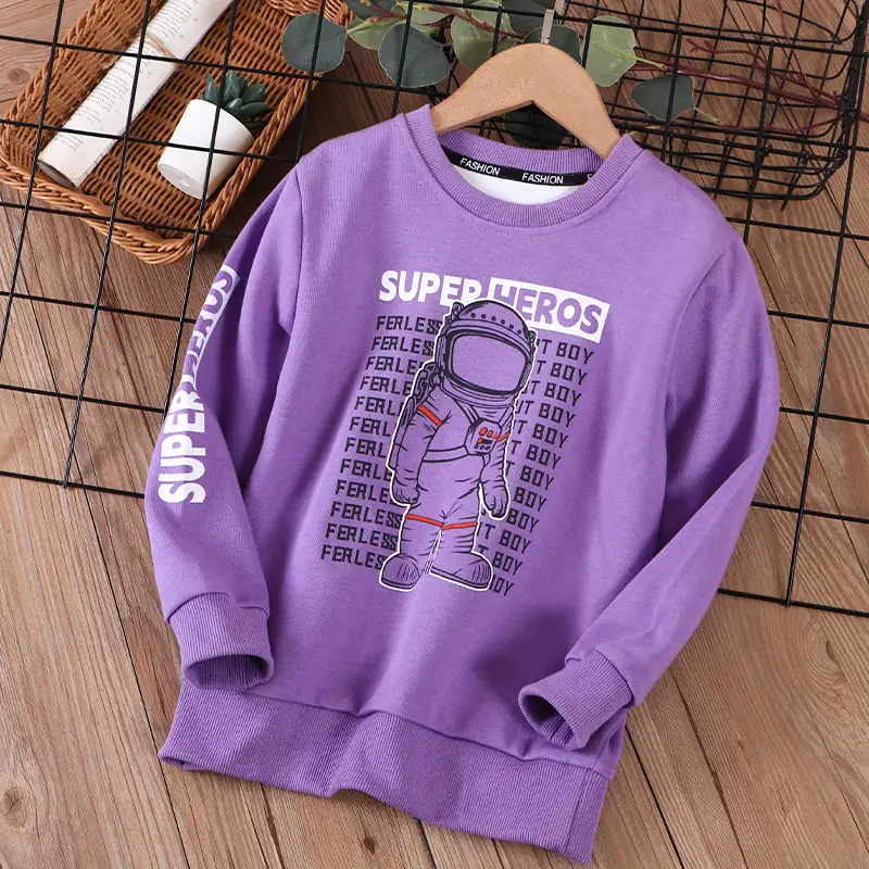 Kids Super Boy Sweatshirt Blue Long Sleeve Summer Wear - Image 4