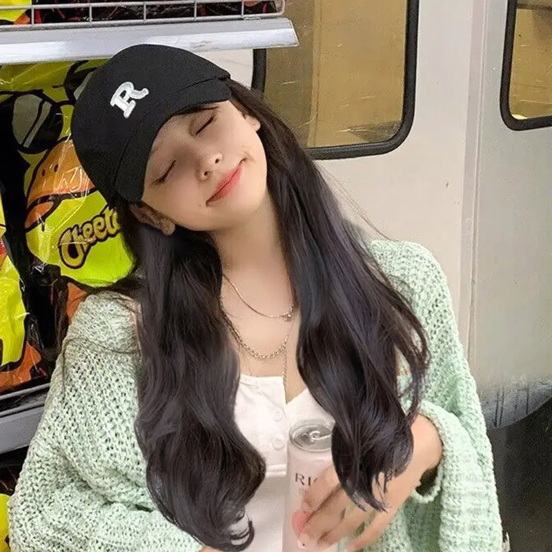 Women's R-Letter Long Curly Hair Cap Autumn Winter 2022 - Image 11