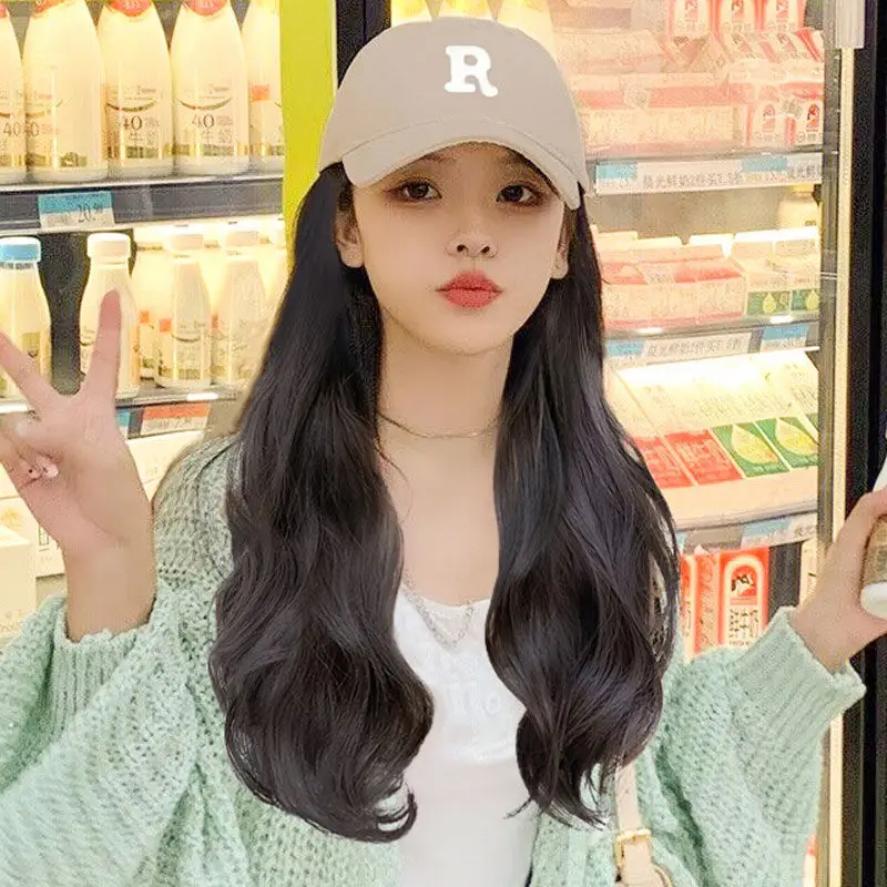 Women's R-Letter Long Curly Hair Cap Autumn Winter 2022 - Image 12